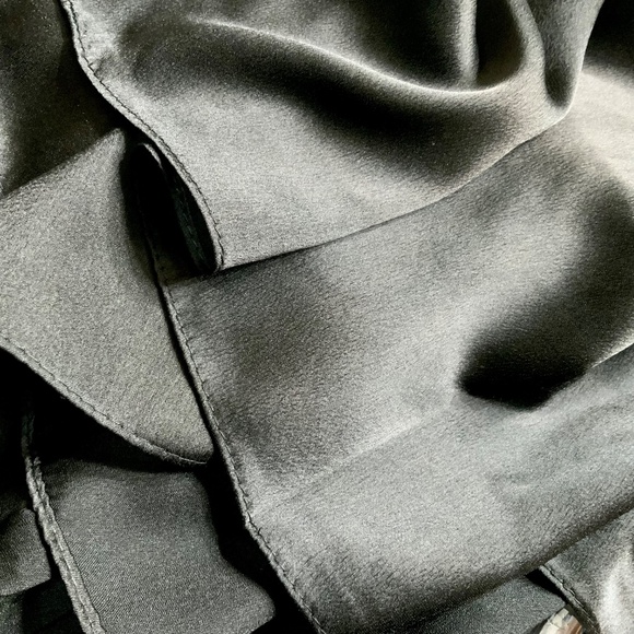 BLACK 100% SILK SATIN Large Shawl Scarf Wedding Bridesmaid CoverUp Evening Wrap - Picture 5 of 8